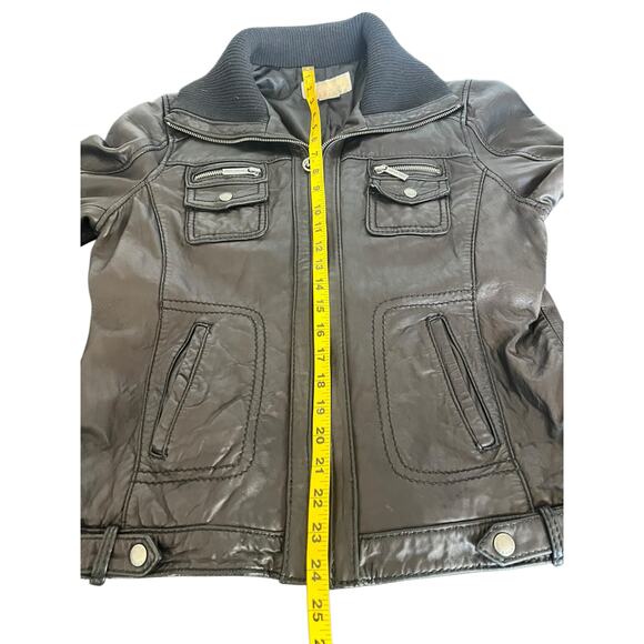 MICHAEL KORS WOMENS GENUINE LEATHER BLACK MOTO BIKER JACKET COAT BLACK SIZE L - Picture 8 of 15